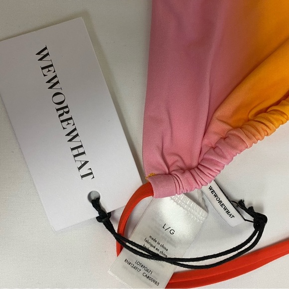 WeWoreWhat Leigh Top Tie Dye  Orange Bandeau Halter Adjustable Baby Pink Multi - Picture 4 of 8